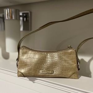 Vintage Trendy Leather Gold Crocodile Shoulder Bag